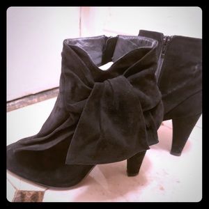 Black suede heeled booties